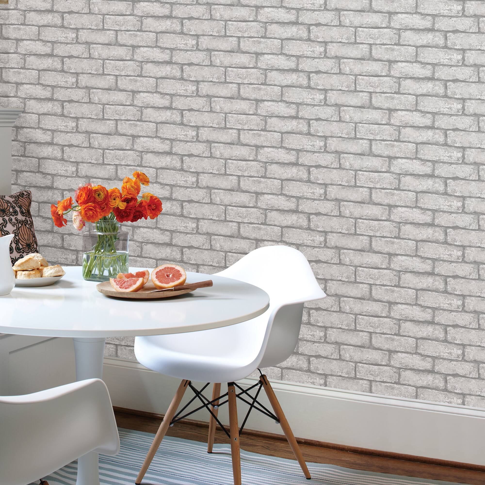 InHome Cambridge Brick Gray Peel & Stick Wallpaper